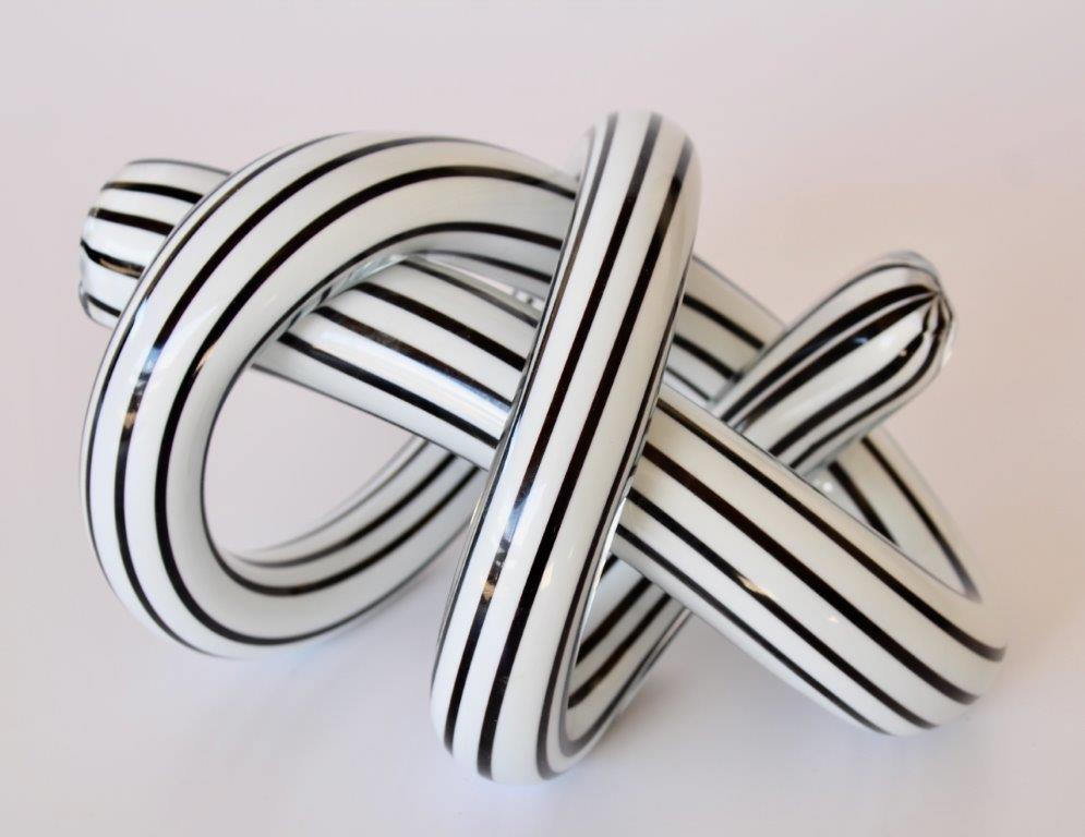 Extra Large Black & White Stripped Glass Knot